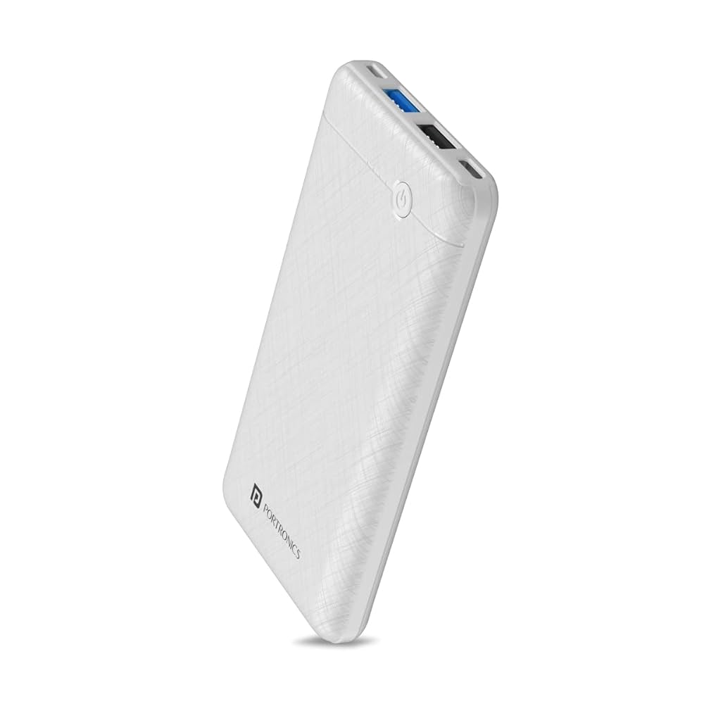 Portable Power Bank with Dual USB Output, 10000mAh Capacity, White